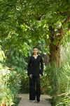 Black Solid V-Neck Kurti with Cotton Pants