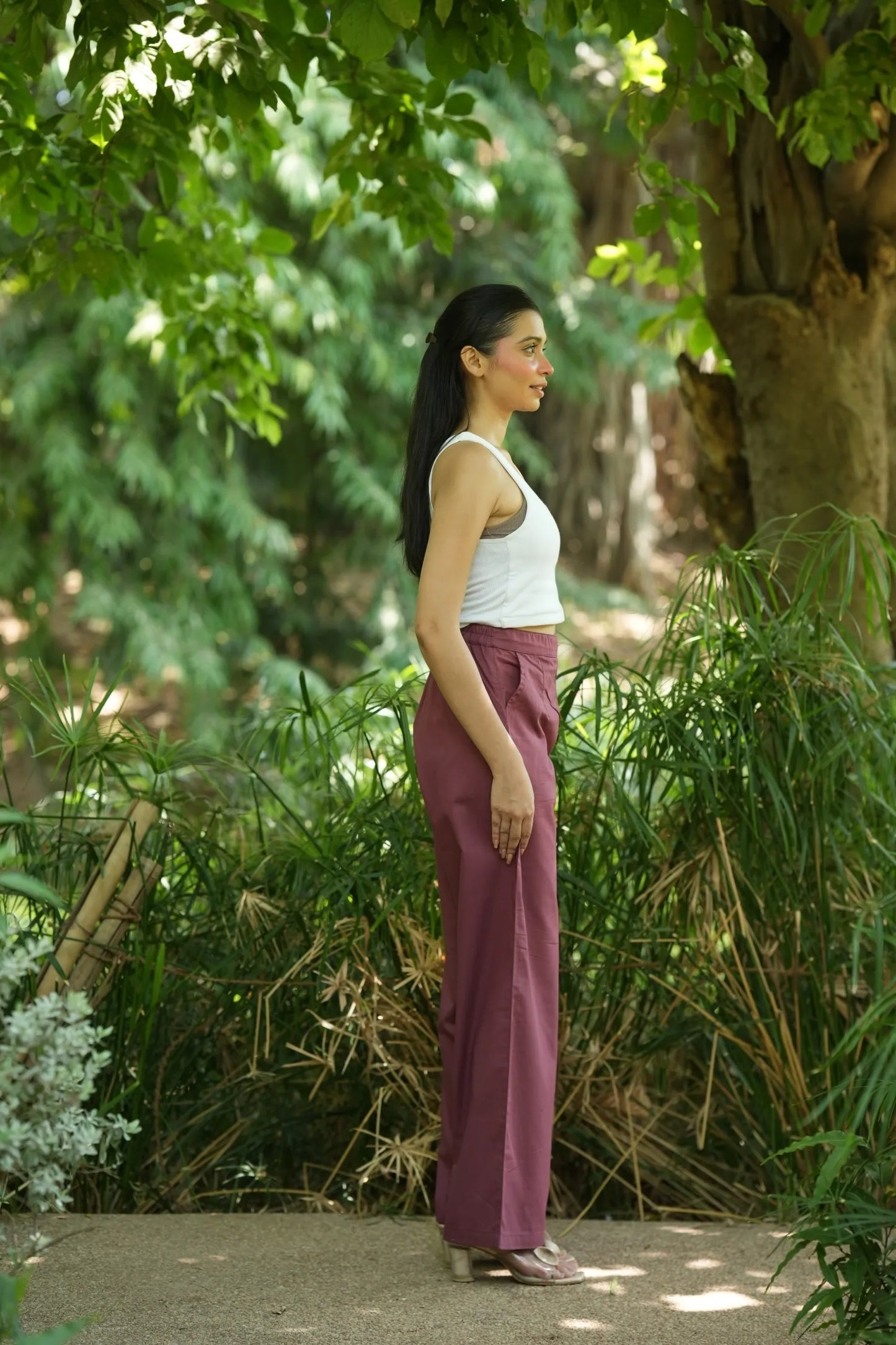 Onion Pink Handloom Cotton Wide Leg Pants