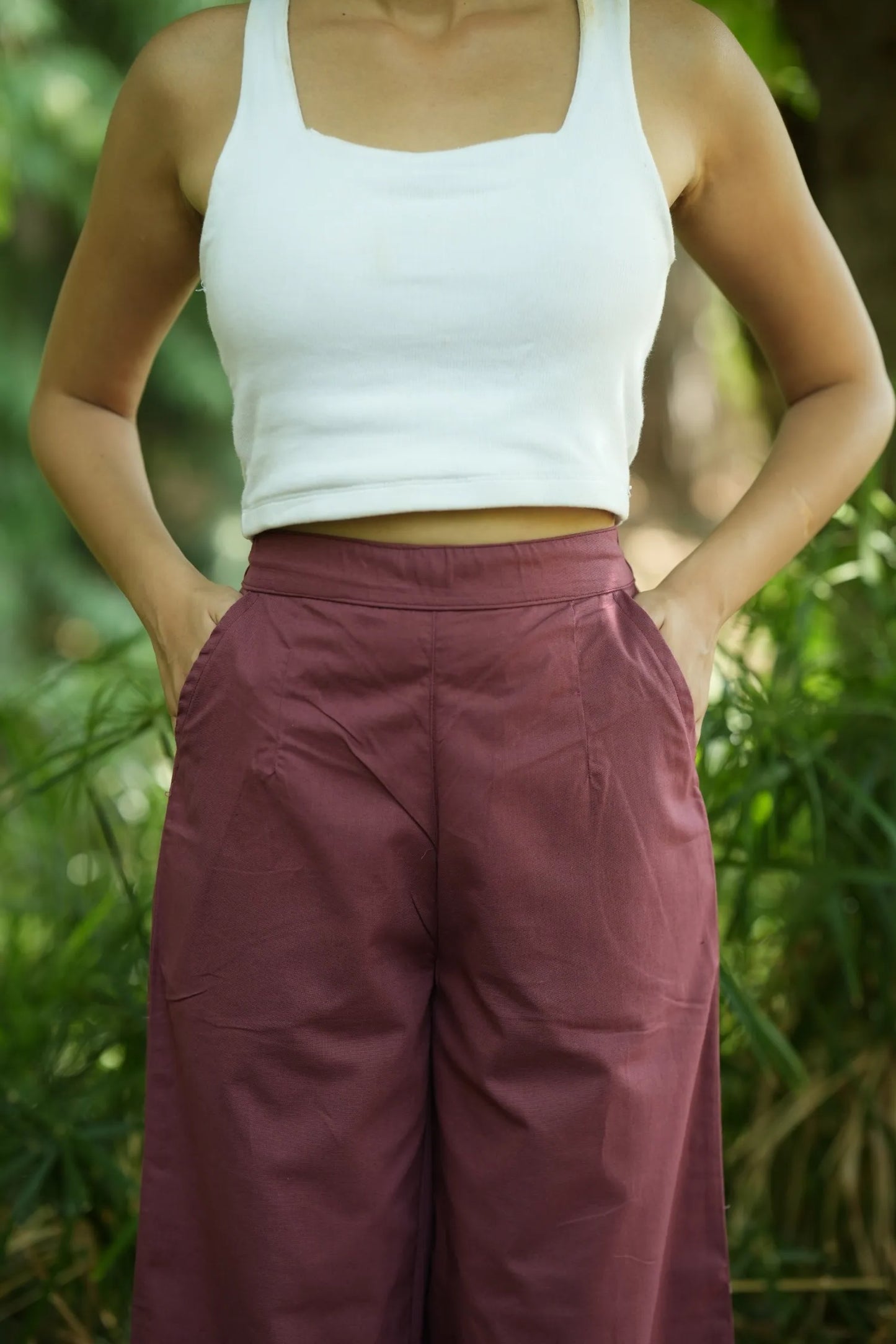 Onion Pink Handloom Cotton Wide Leg Pants