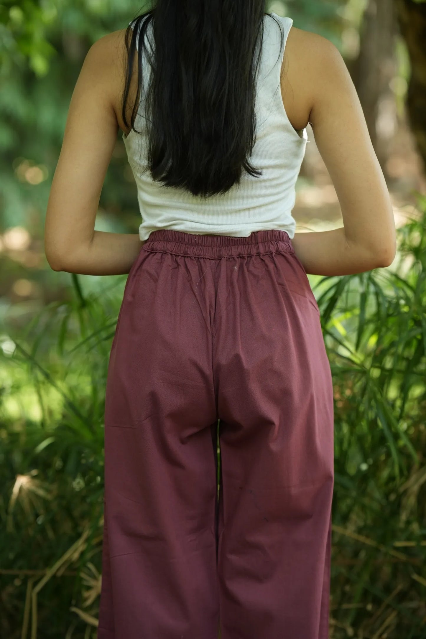 Onion Pink Handloom Cotton Wide Leg Pants