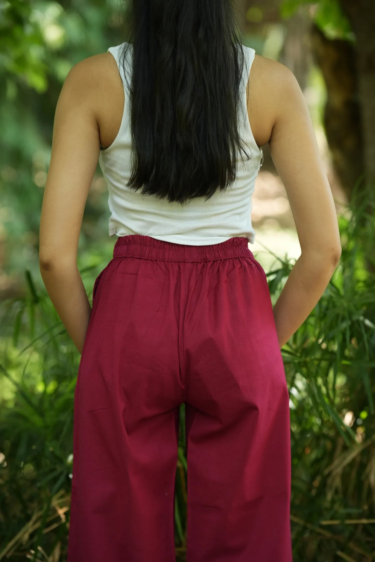 Rani Pink Handloom Cotton Wide Leg Pants