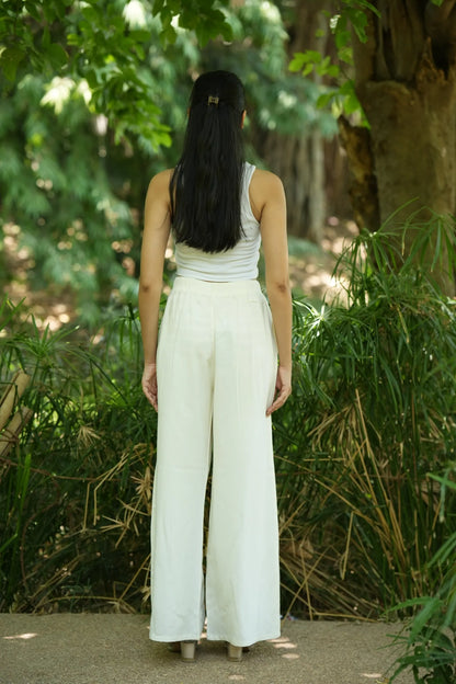 White Solid Palazzo Pants