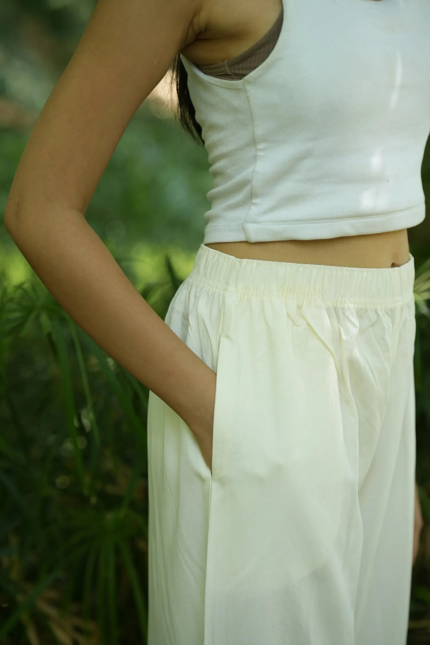 White Solid Palazzo Pants