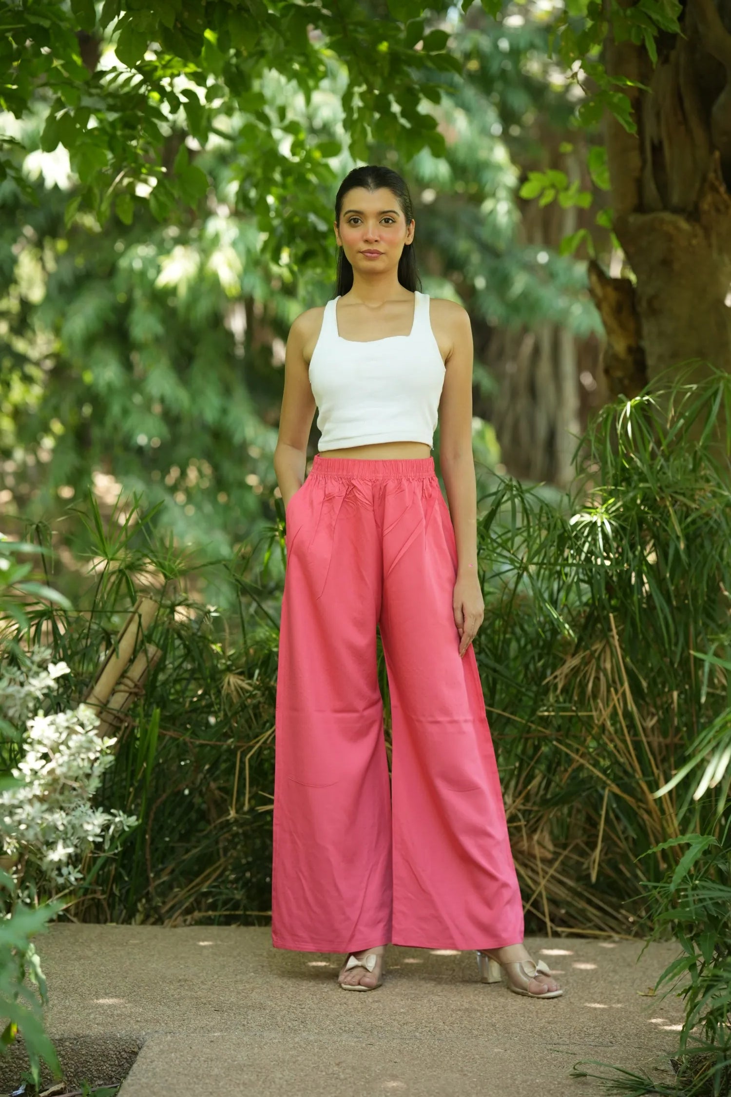 Pink Solid Palazzo Pants
