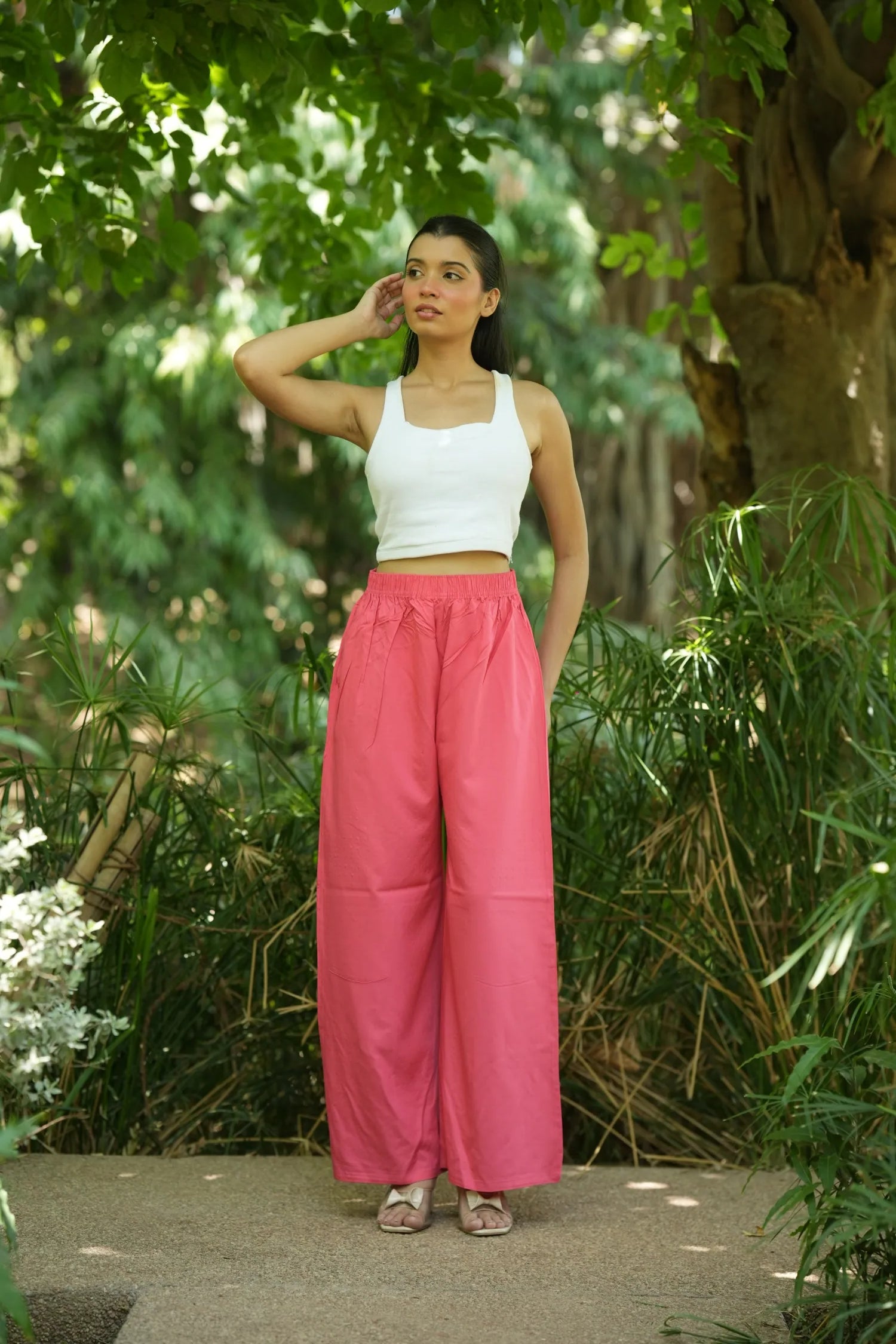 Pink Solid Palazzo Pants