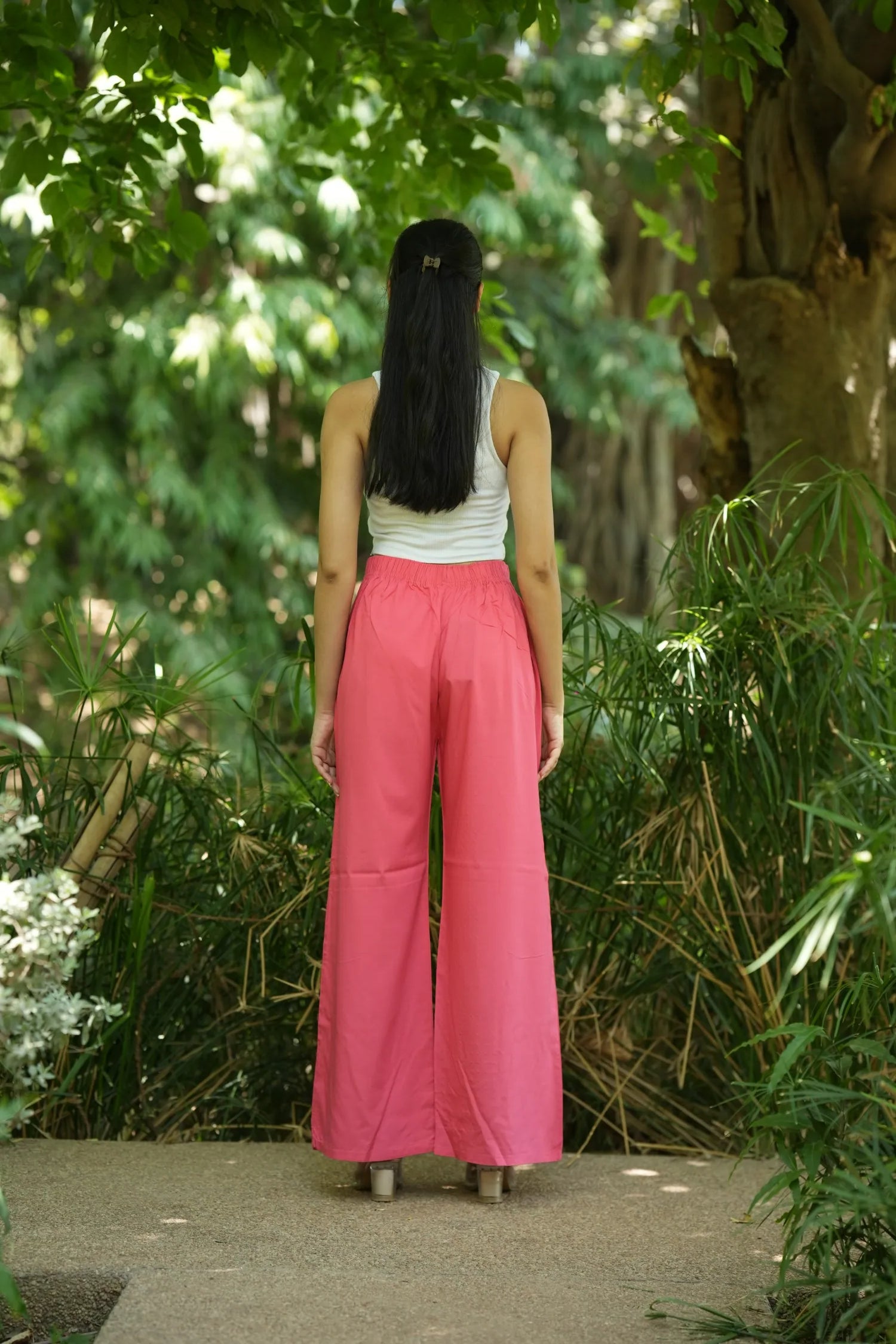 Pink Solid Palazzo Pants