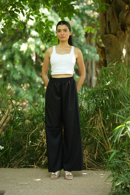 Black Solid Palazzo Pants