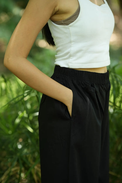 Black Solid Palazzo Pants