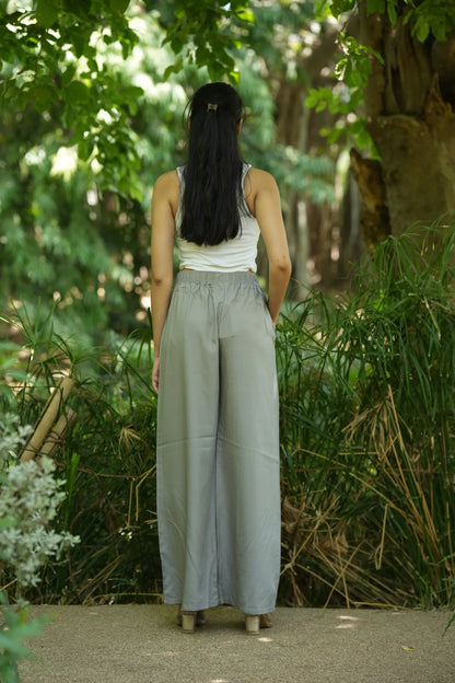 Grey Solid Palazzo Pants