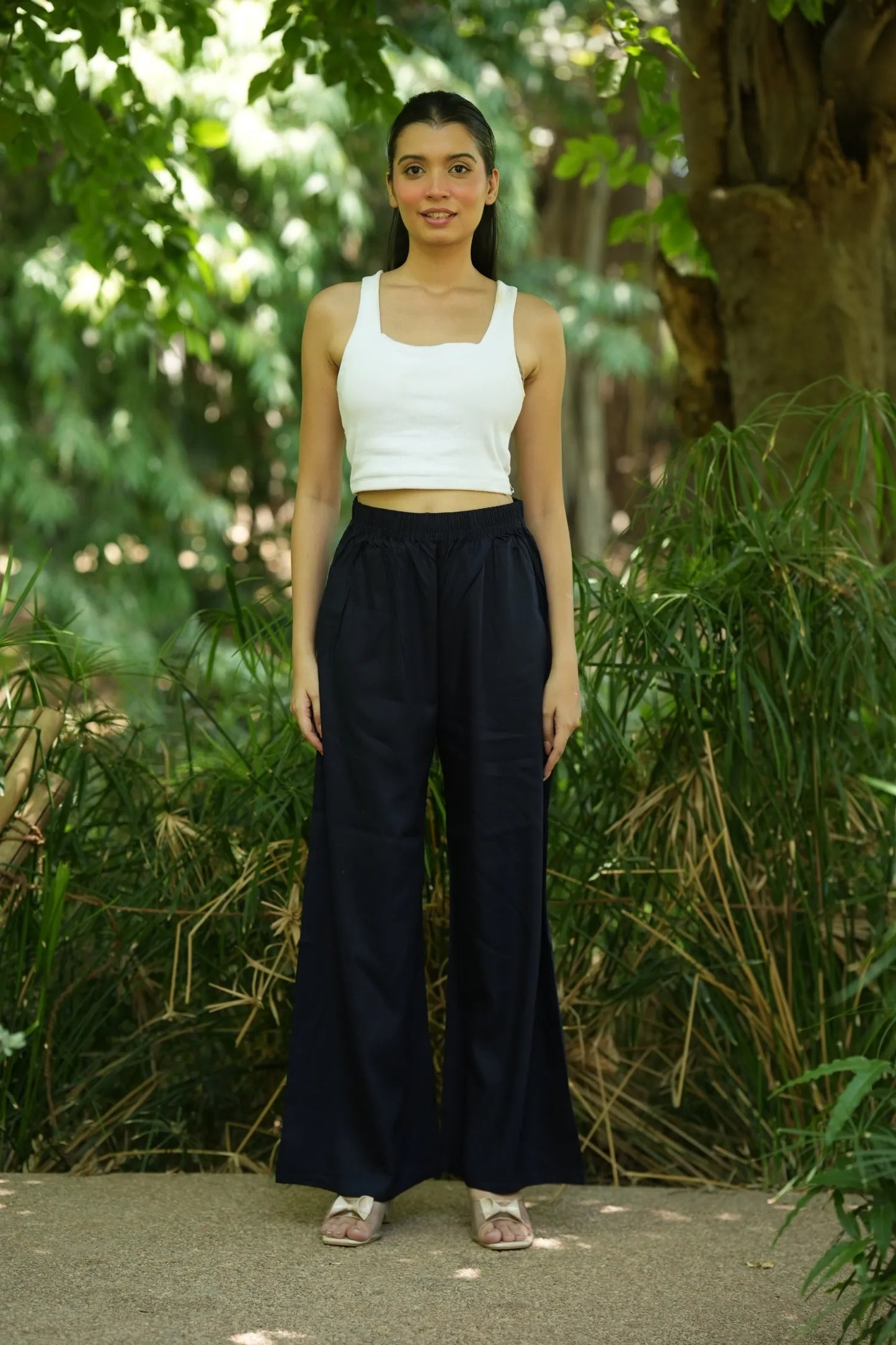 Navy Blue Solid Palazzo Pants