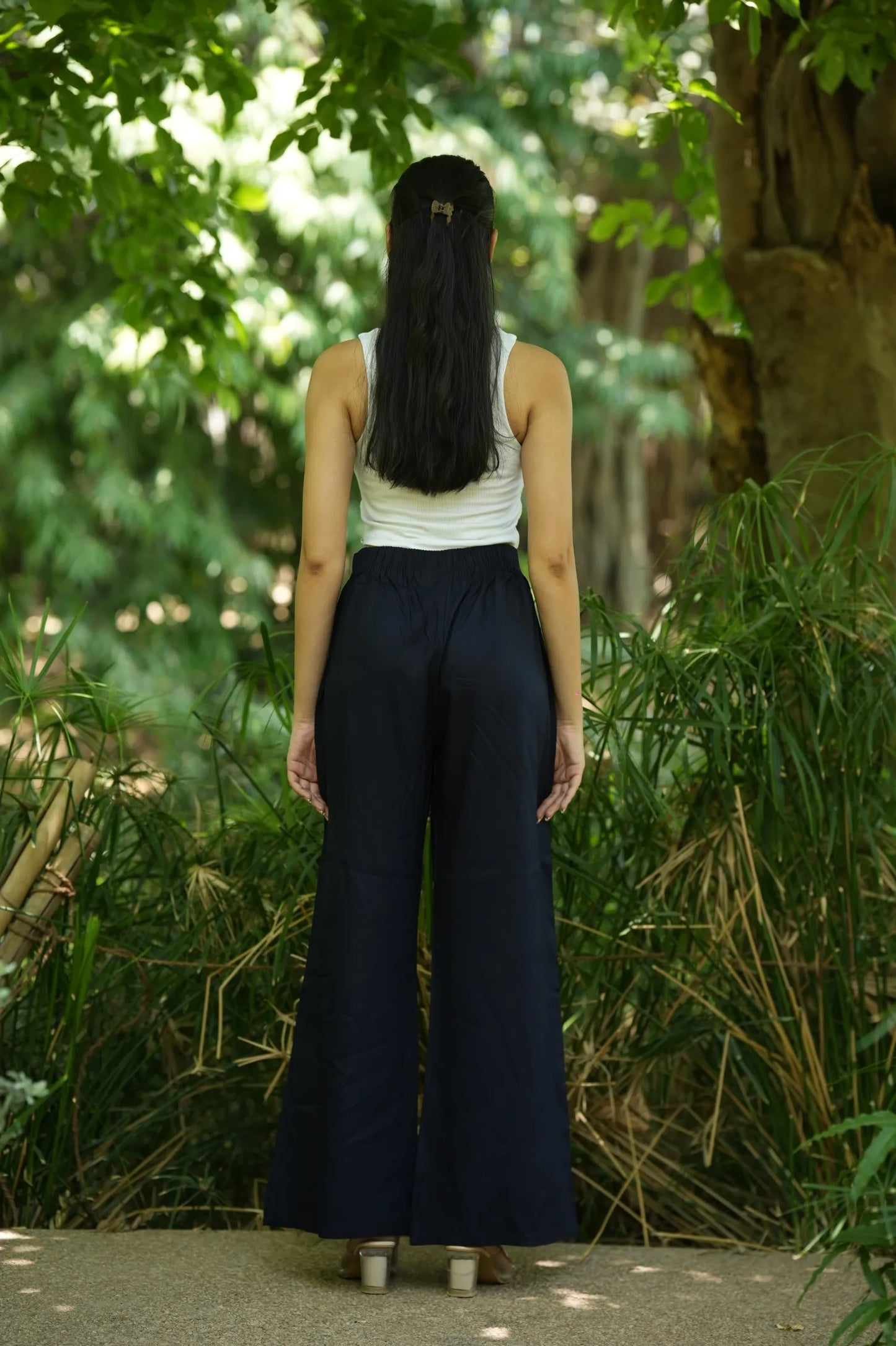 Navy Blue Solid Palazzo Pants