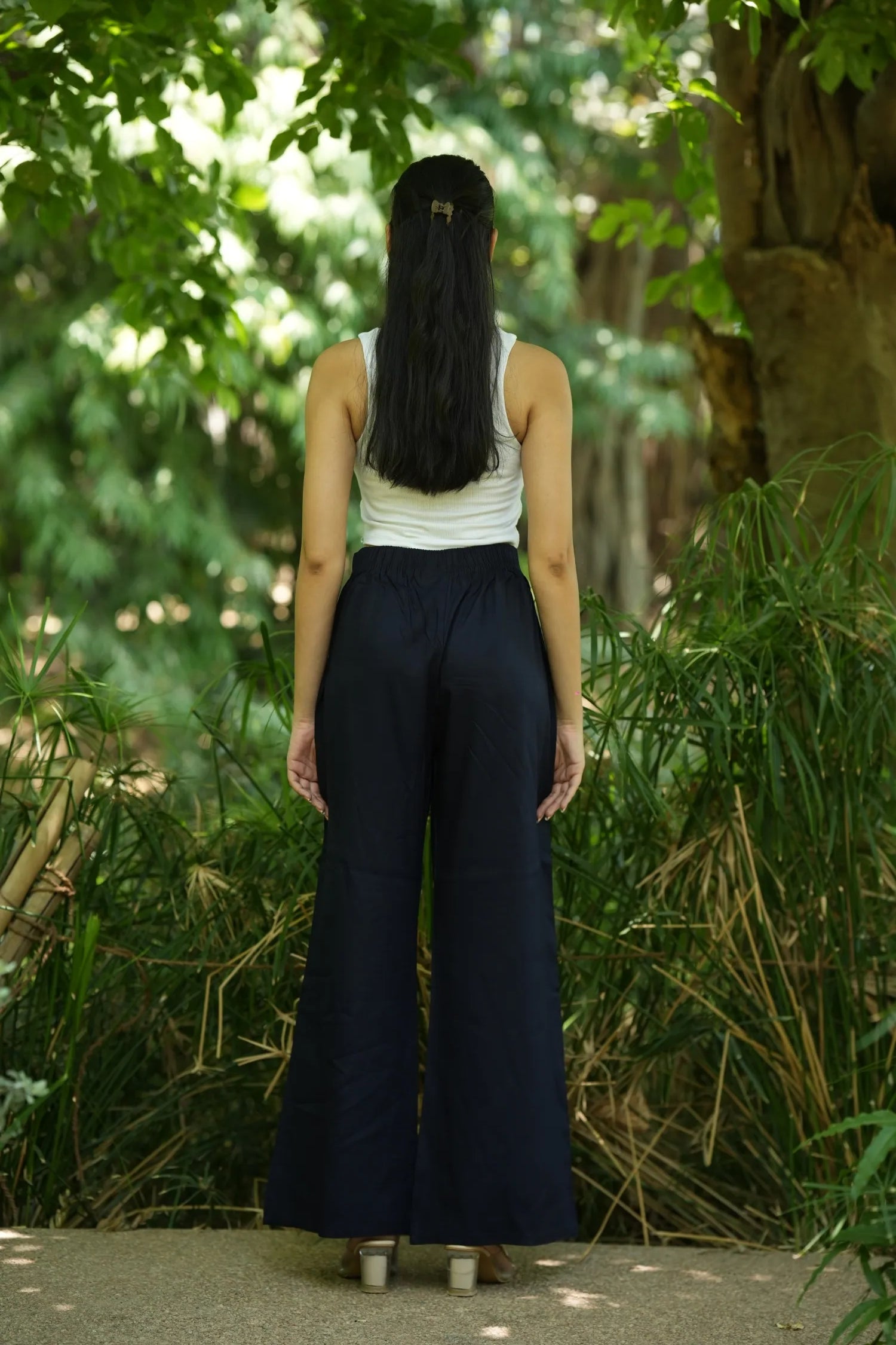 Navy Blue Solid Palazzo Pants