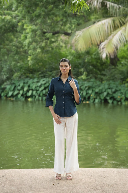 Navy Blue Cotton Shirt