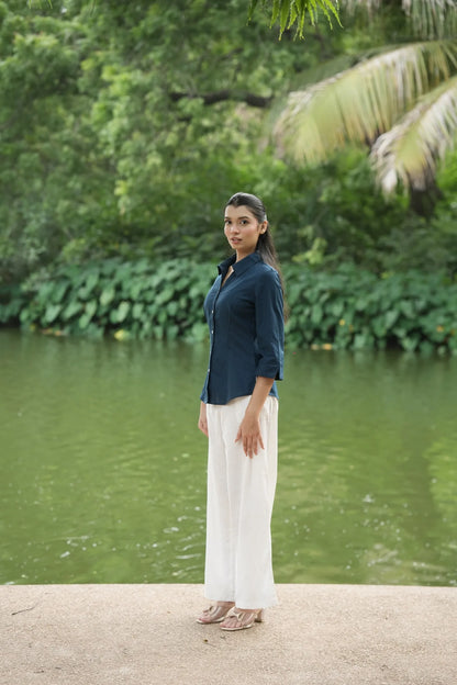 Navy Blue Cotton Shirt