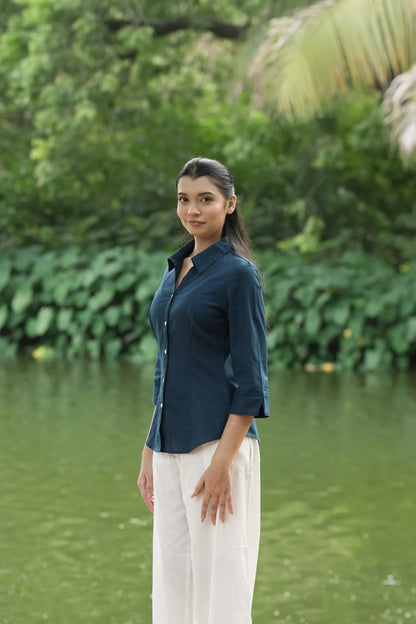 Navy Blue Cotton Shirt