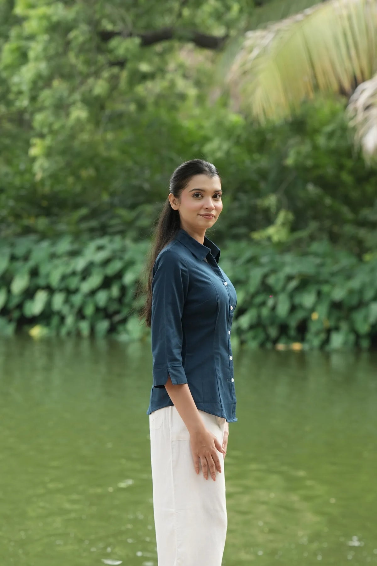 Navy Blue Cotton Shirt