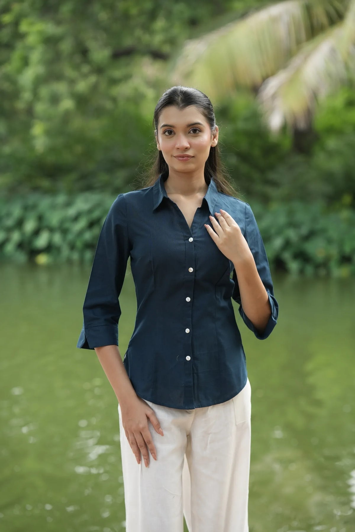 Navy Blue Cotton Shirt
