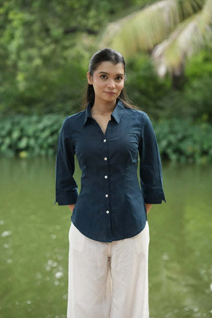 Navy Blue Cotton Shirt