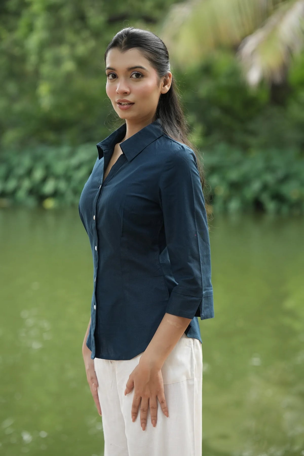 Navy Blue Cotton Shirt