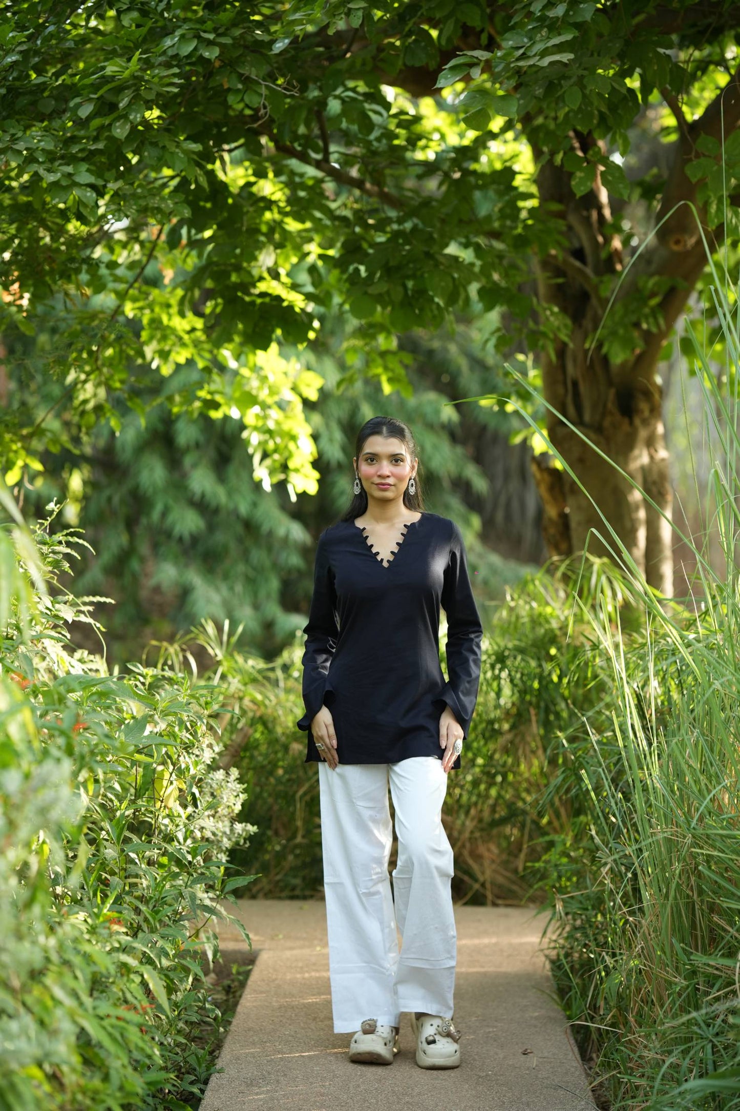 Navy Blue Solid Lupi Kurti