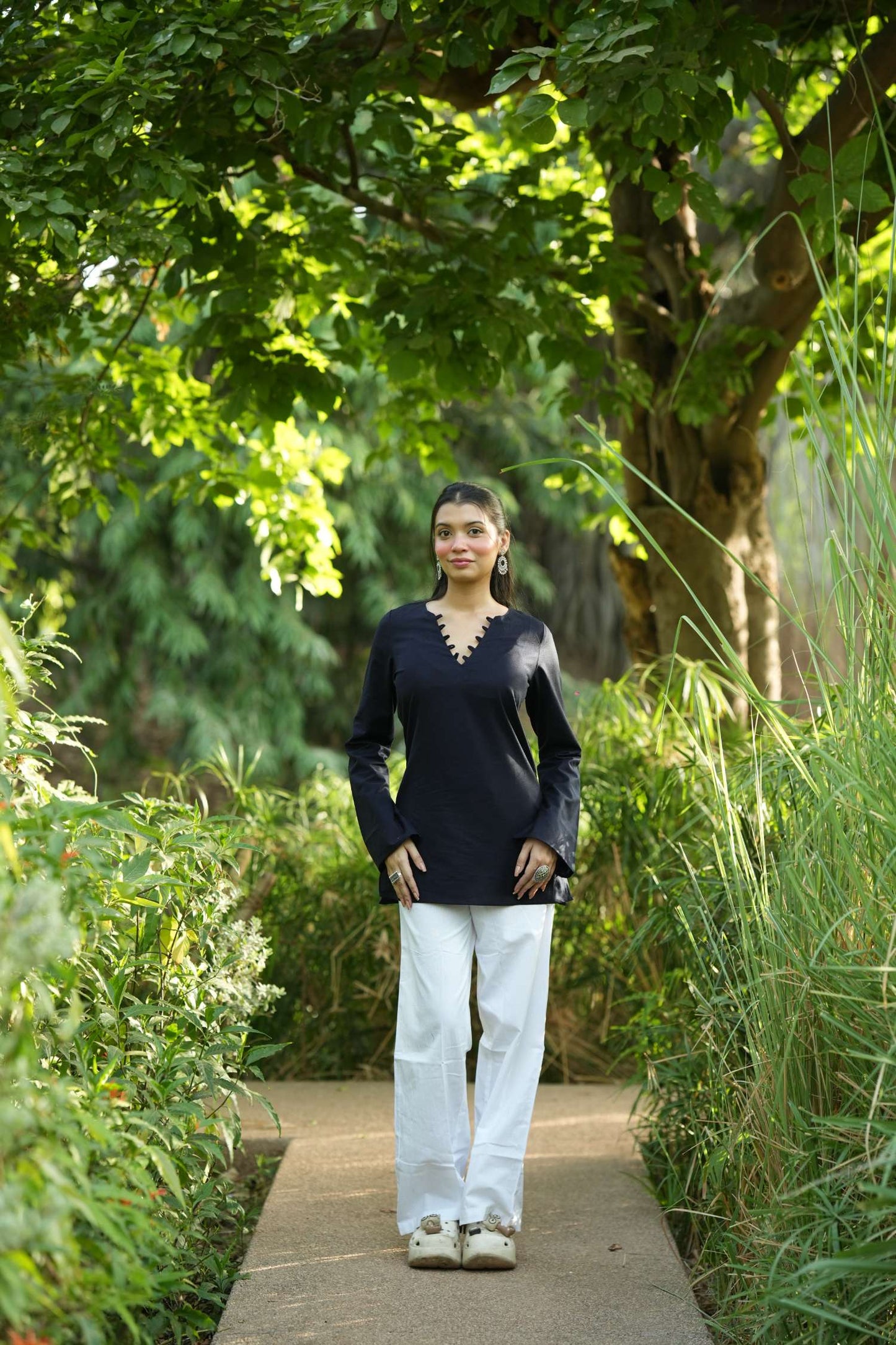 Navy Blue Solid Lupi Kurti