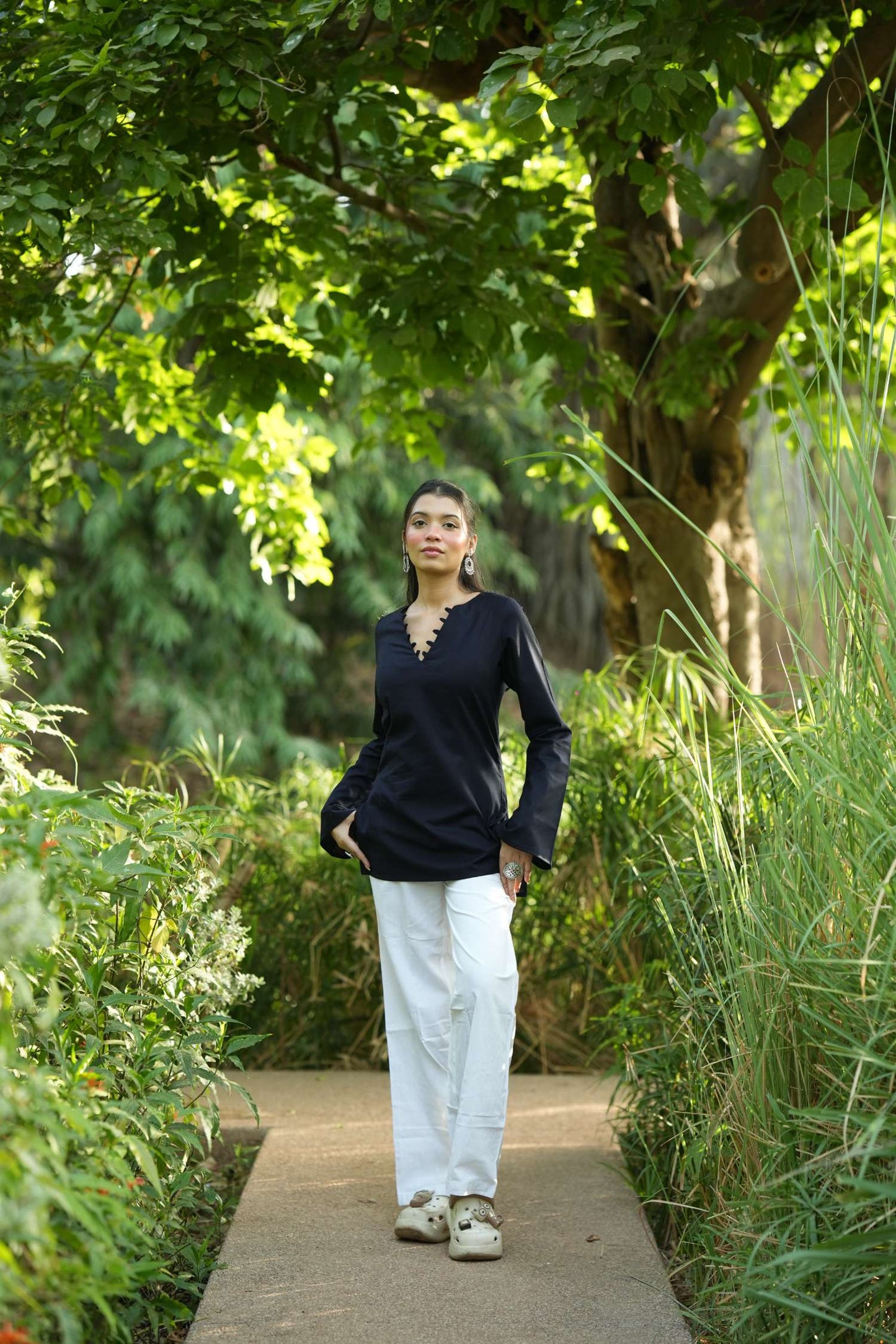 Navy Blue Solid Lupi Kurti
