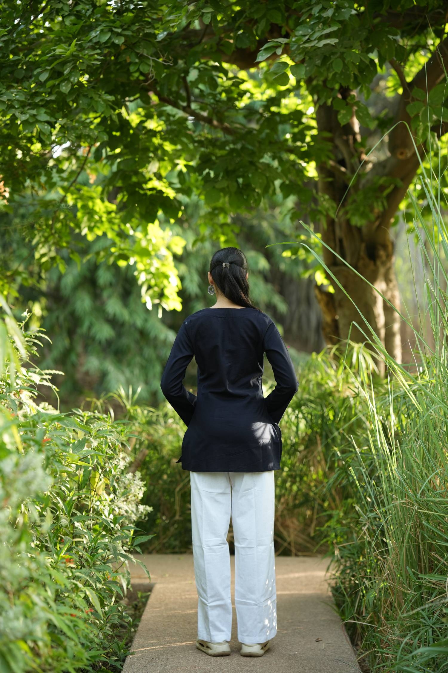 Navy Blue Solid Lupi Kurti