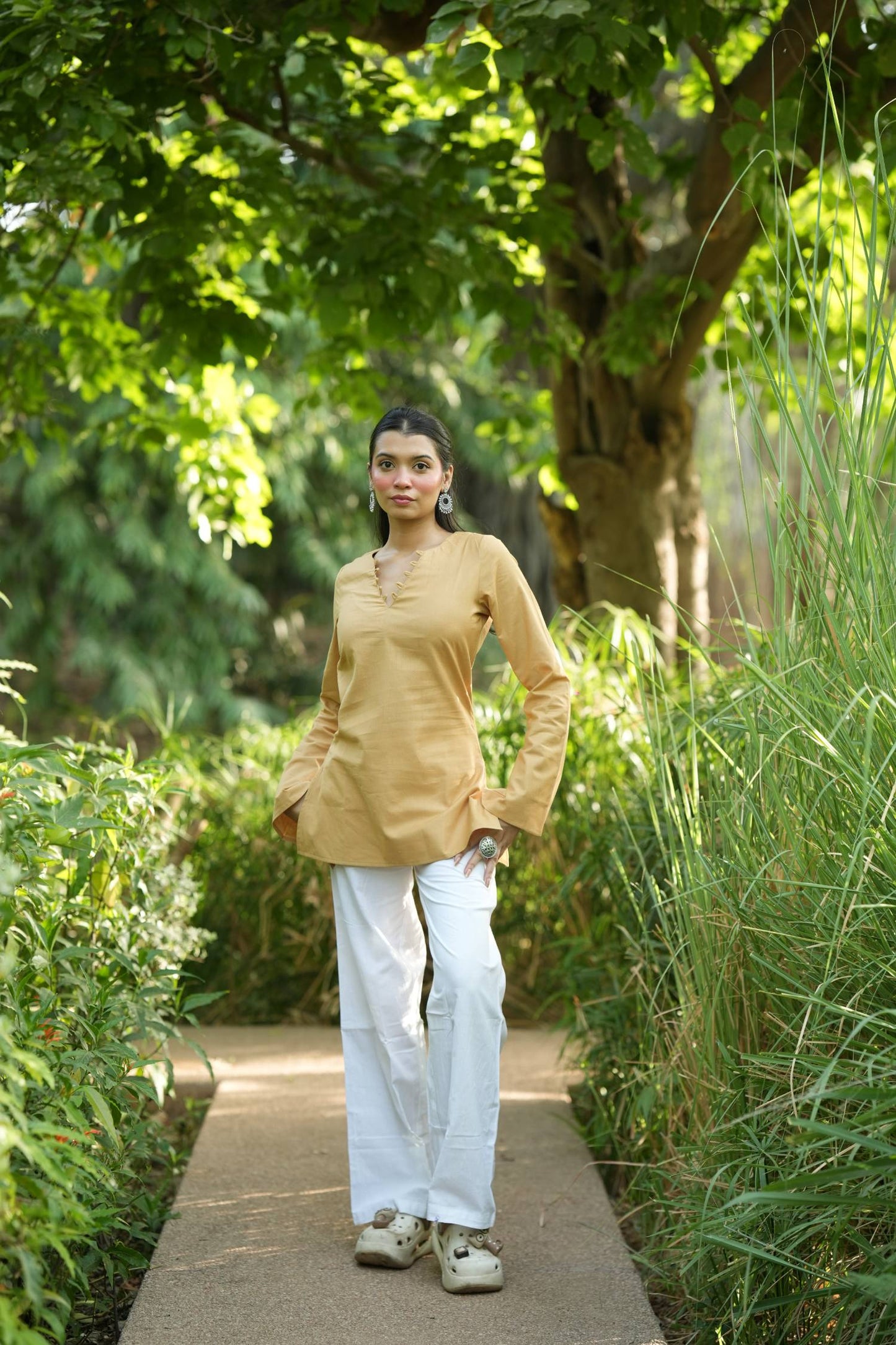 Yellow Solid Lupi Kurti