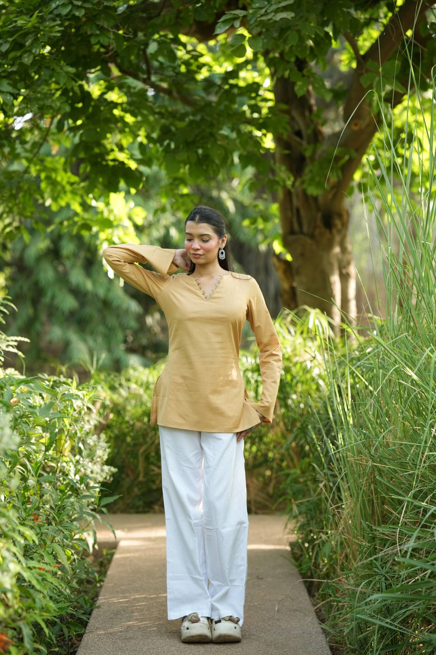Yellow Solid Lupi Kurti