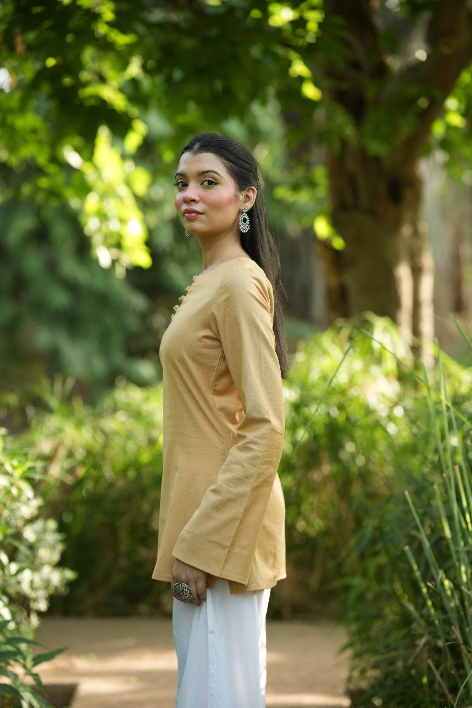 Yellow Solid Lupi Kurti