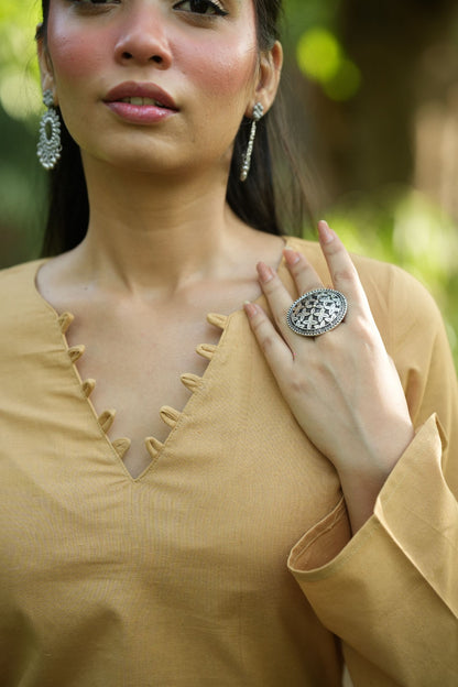 Yellow Solid Lupi Kurti