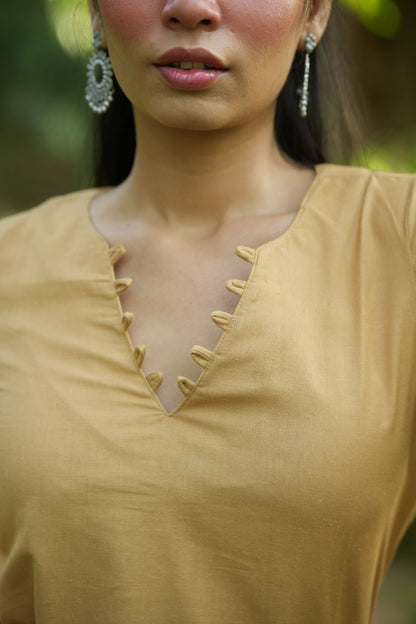 Yellow Solid Lupi Kurti