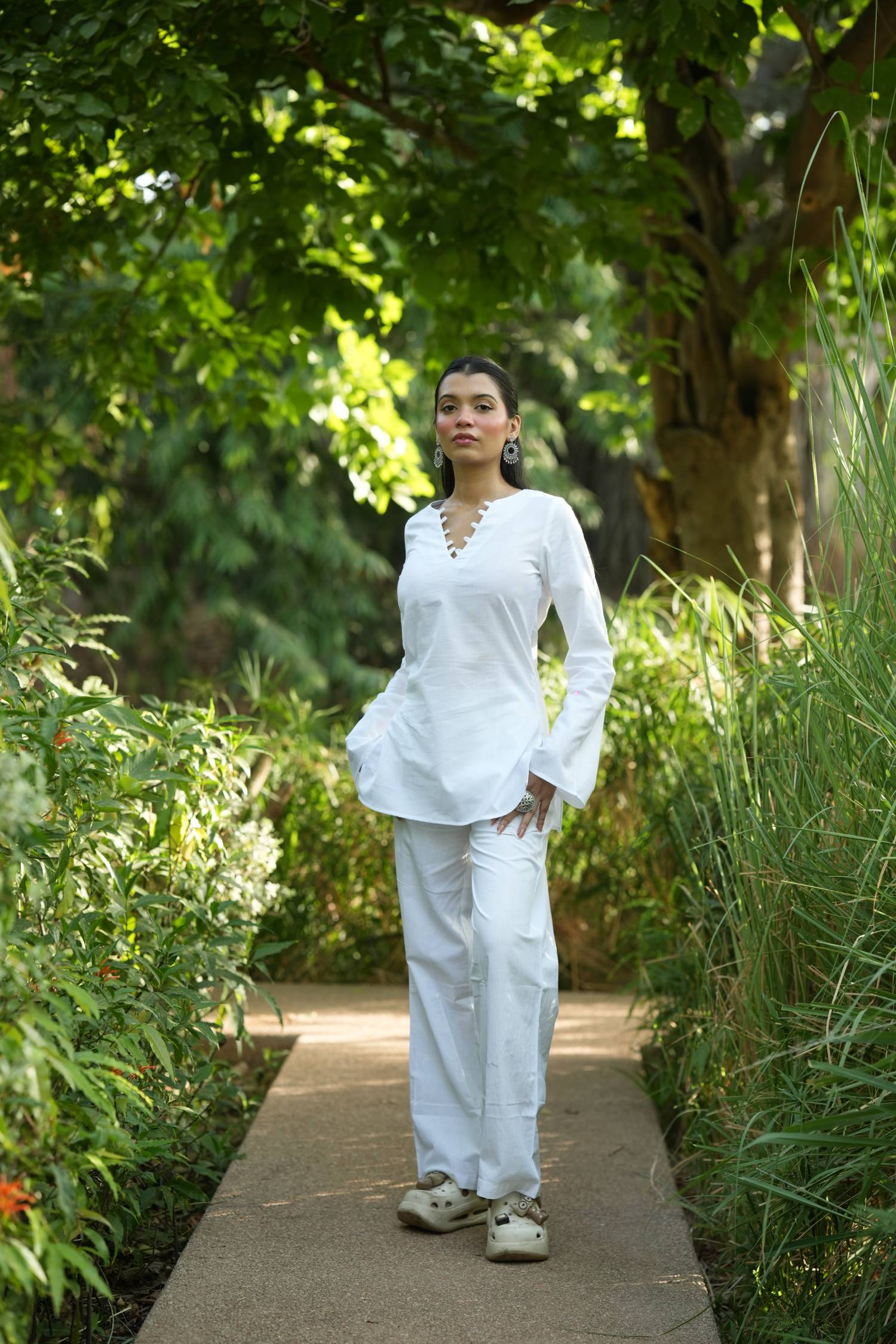 White Solid Lupi Kurti