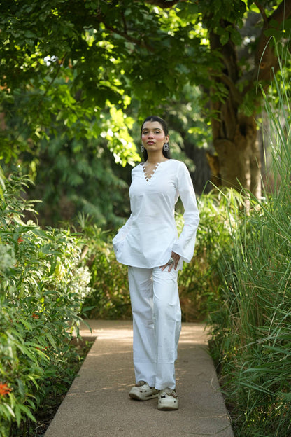 White Solid Lupi Kurti