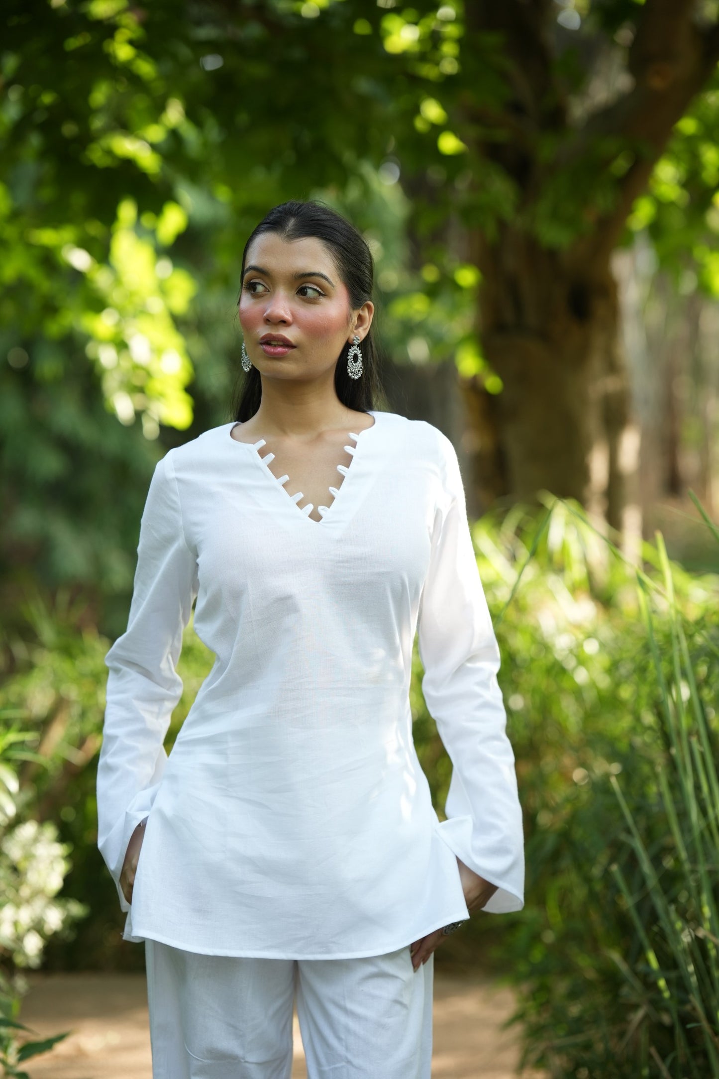 White Solid Lupi Kurti