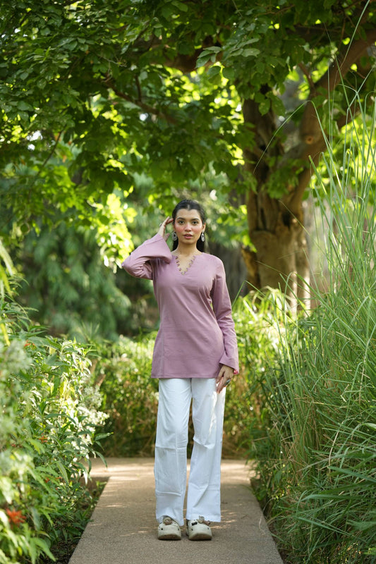 Pink Solid Lupi Kurti