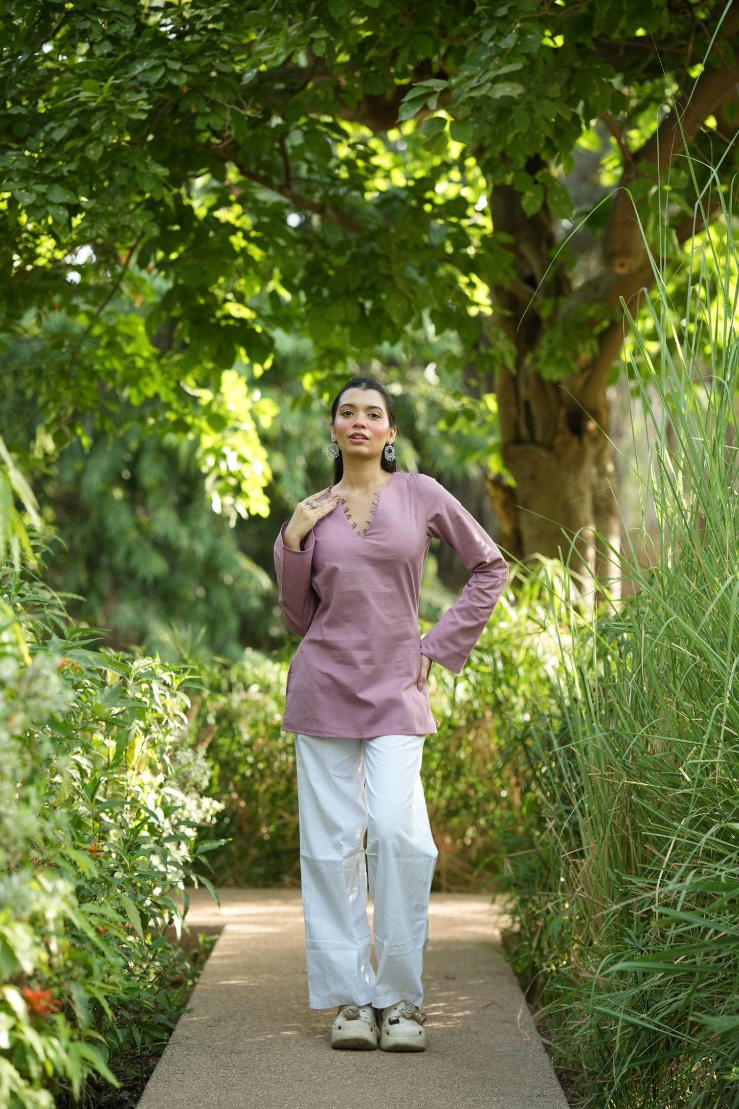 Pink Solid Lupi Kurti
