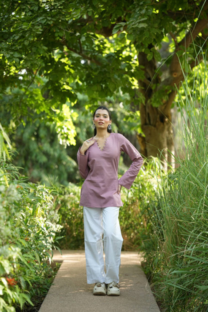 Pink Solid Lupi Kurti