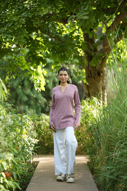 Pink Solid Lupi Kurti