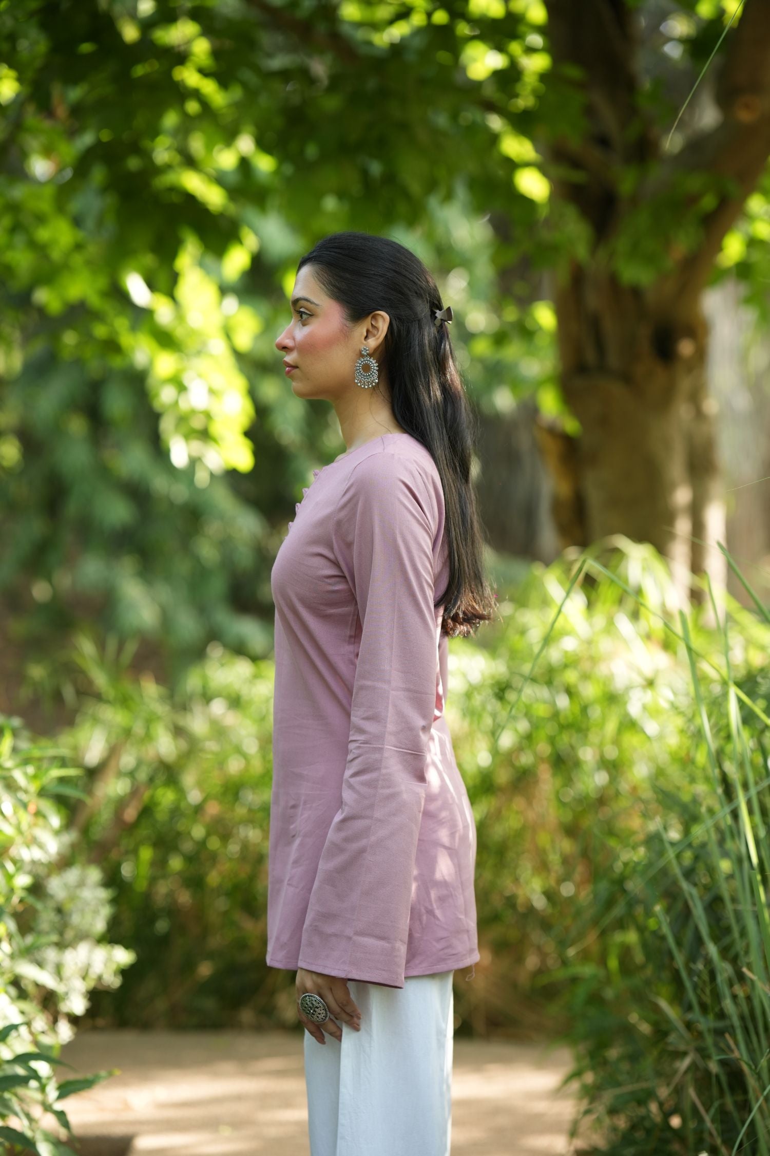 Pink Solid Lupi Kurti