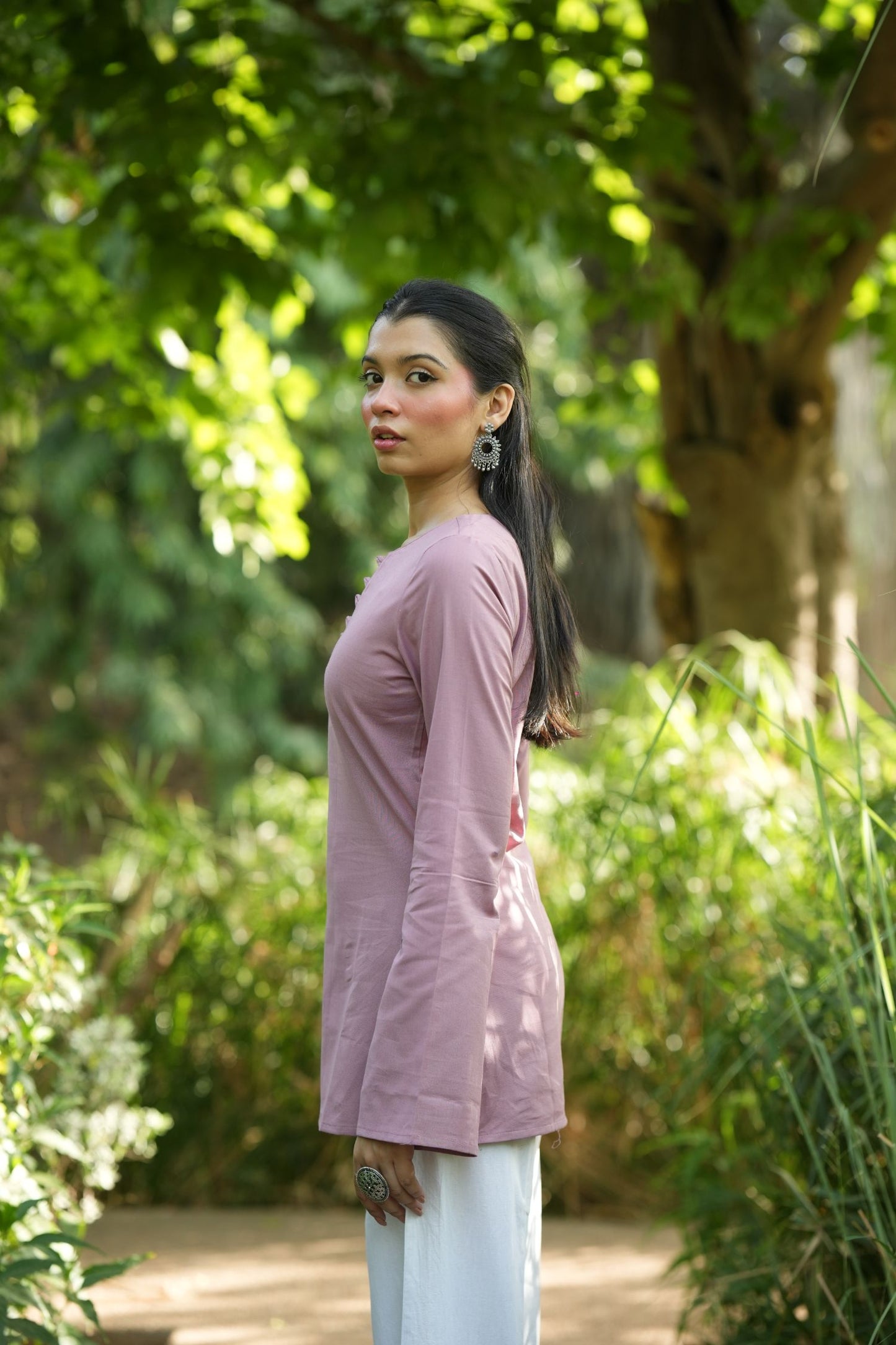 Pink Solid Lupi Kurti