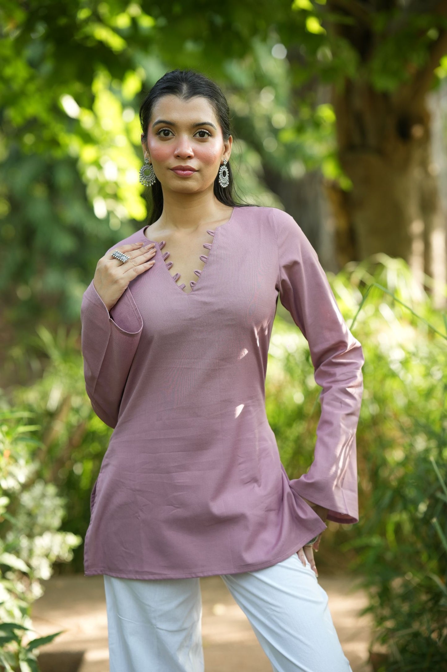 Pink Solid Lupi Kurti