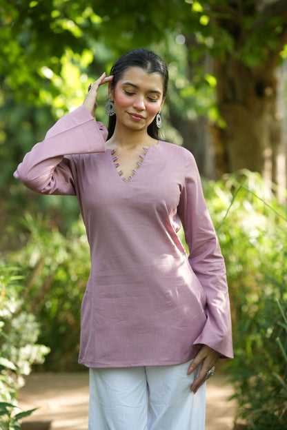 Pink Solid Lupi Kurti