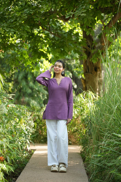 Purple Solid Lupi Kurti