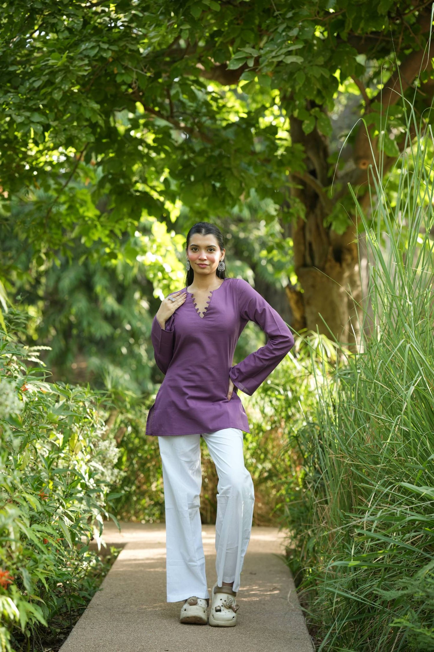 Purple Solid Lupi Kurti