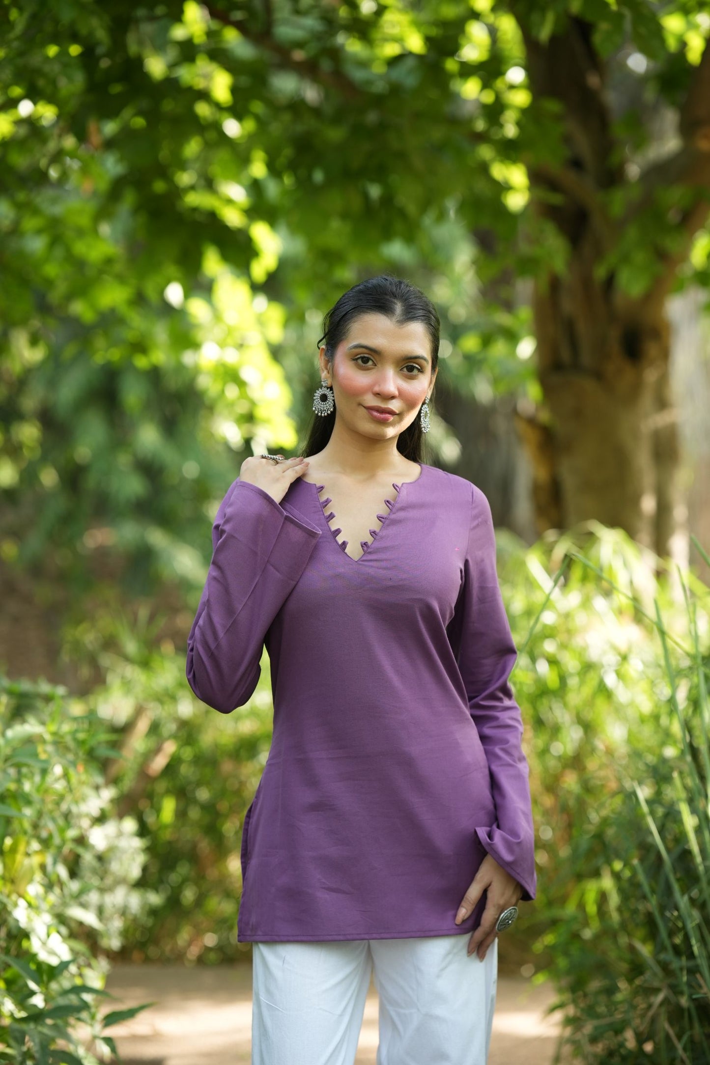Purple Solid Lupi Kurti
