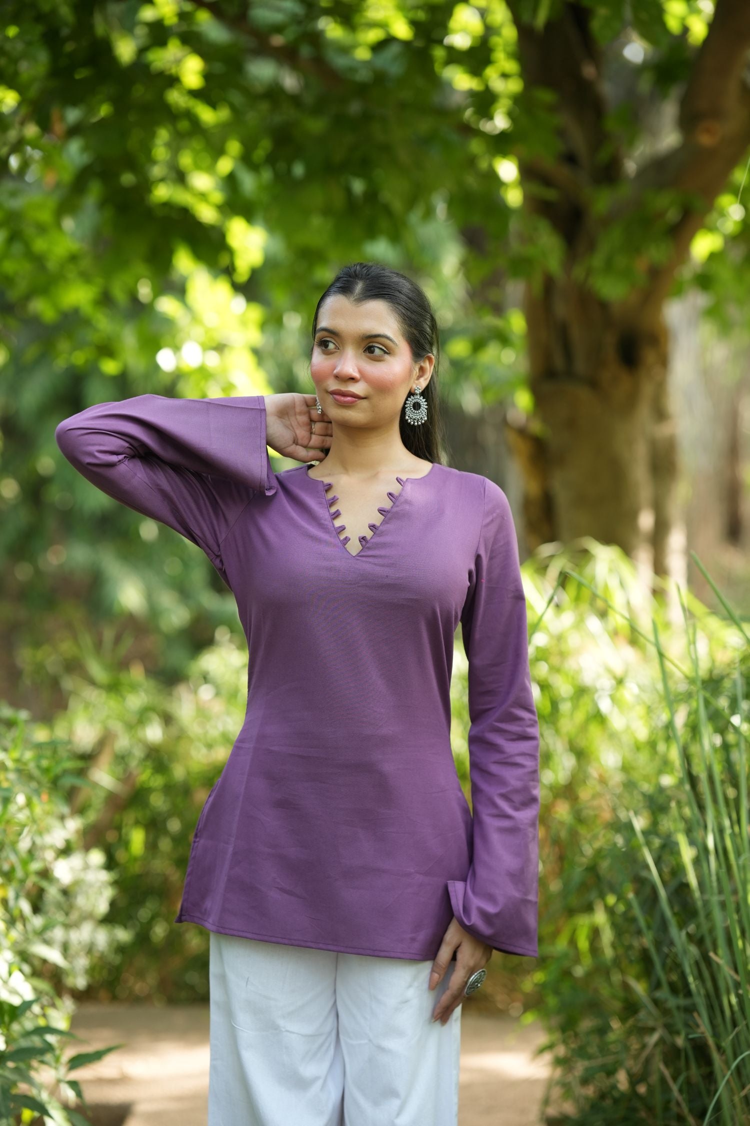 Purple Solid Lupi Kurti