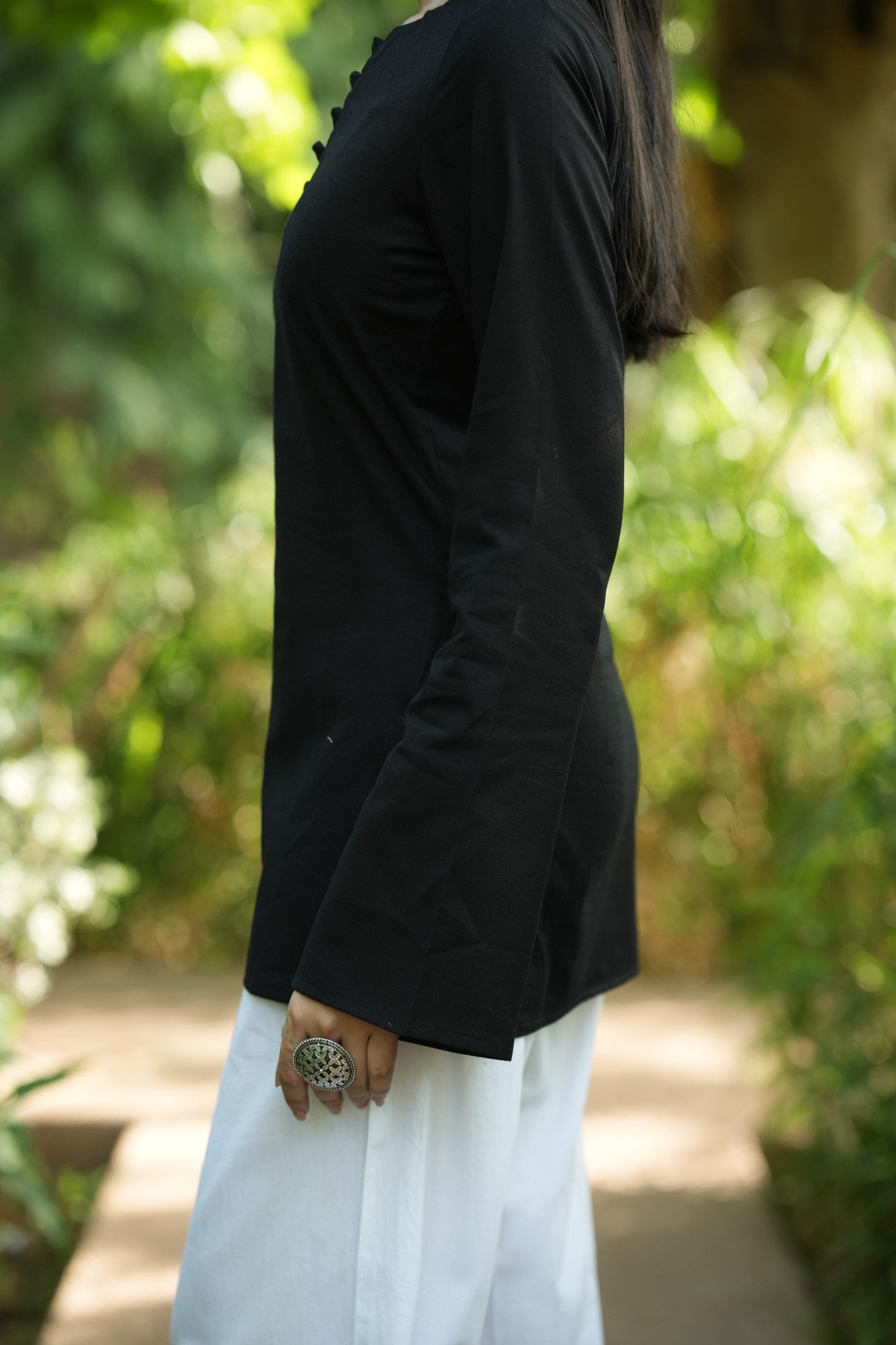 Black Solid Lupi Kurti