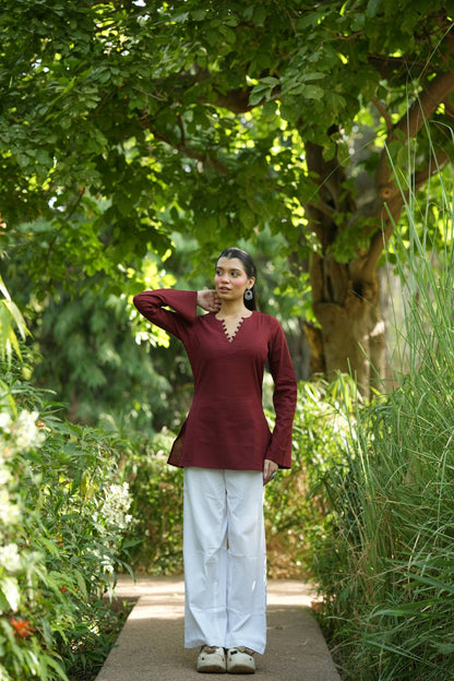 Maroon Solid Lupi Kurti