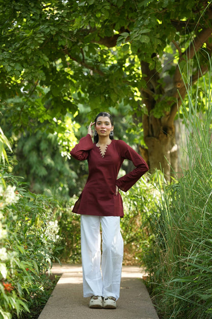 Maroon Solid Lupi Kurti
